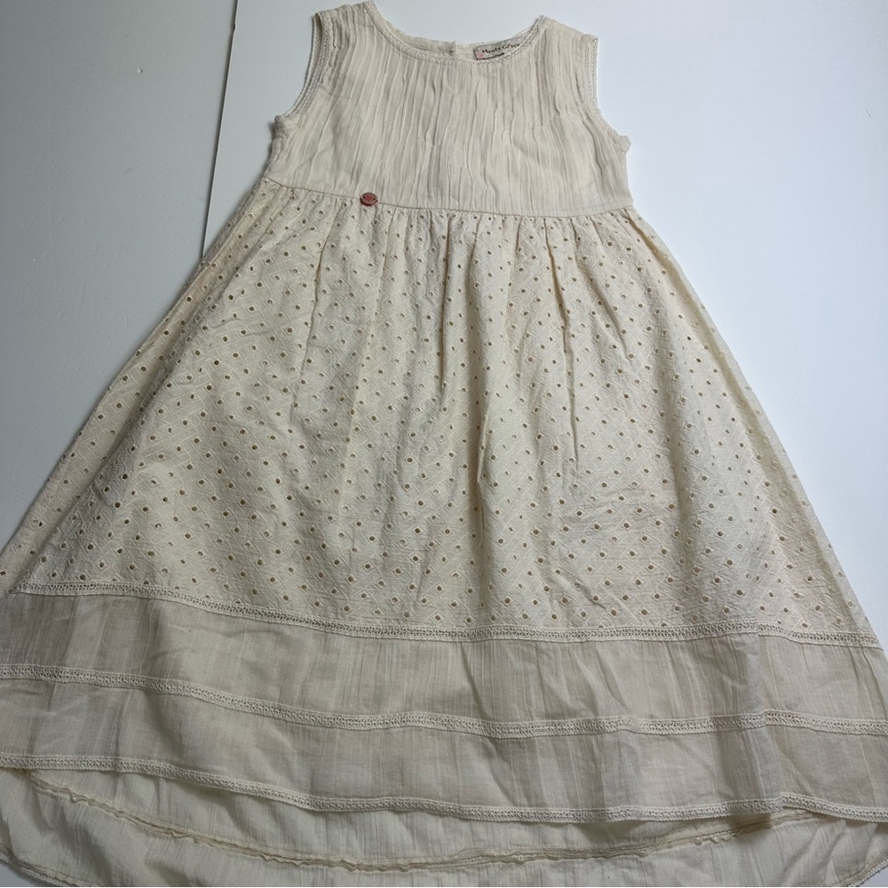 Girls' Cream Eyelet Sleeveless Dress - Picture 2 of 6
